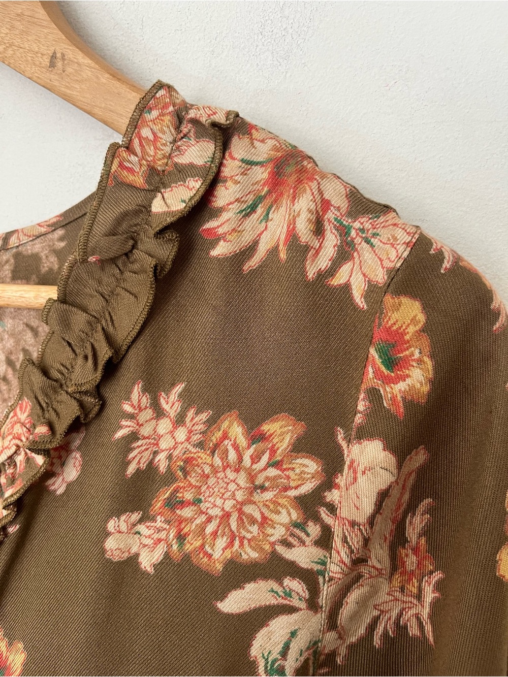 April Cornell Brown Floral Prairie Dress Cottagecore Boho Size S - Picture 5 of 13